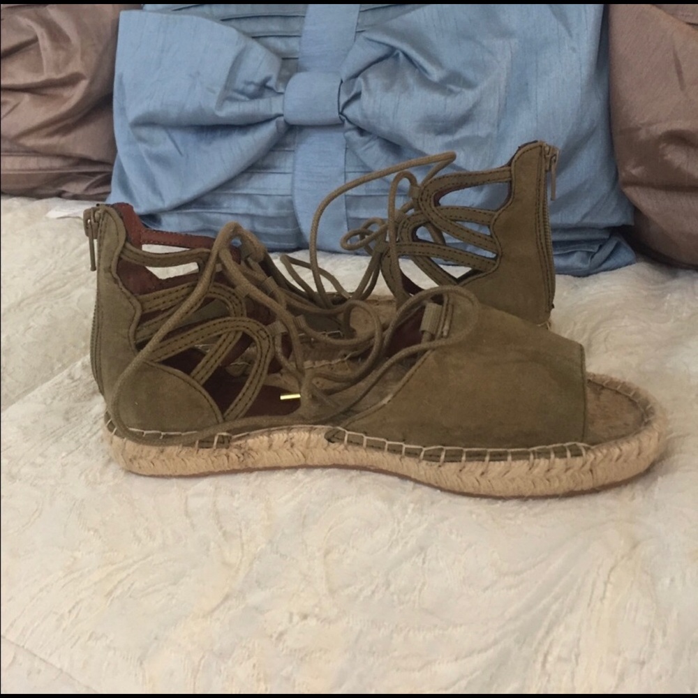 H&M ESPADRILLE OLIVE SUEDE ESPADRILLE